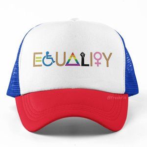🆕Equality Foam Trucker Hat Mesh Snapback Cap Blue/White/Red